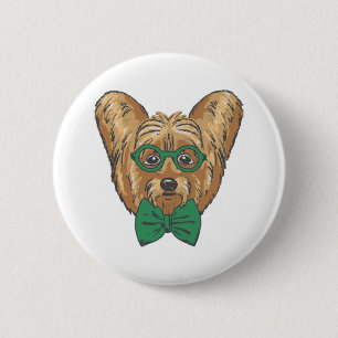 Yorkshire Terrier Hipster Button