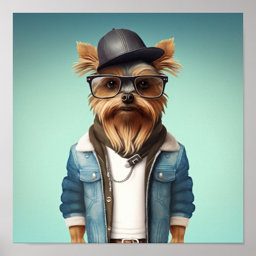 Yorkshire Terrier Hipster Dog Poster