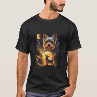 Yorkshire Terrier Howling to The Moon Forest Night T-Shirt