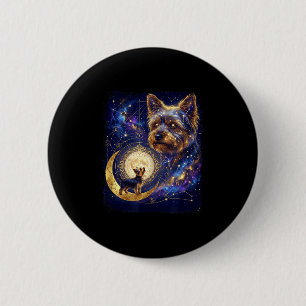 Yorkshire terrier howling to the moon meme 90s button