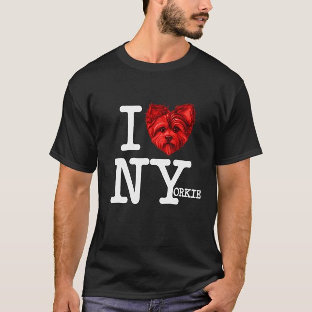 Yorkshire Terrier   I Heart New Yorkie Pun Parody T-Shirt (Front)