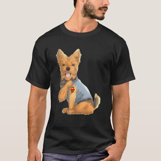Yorkshire Terrier I Love Mom Tattoo Dog Shirt York (Front)