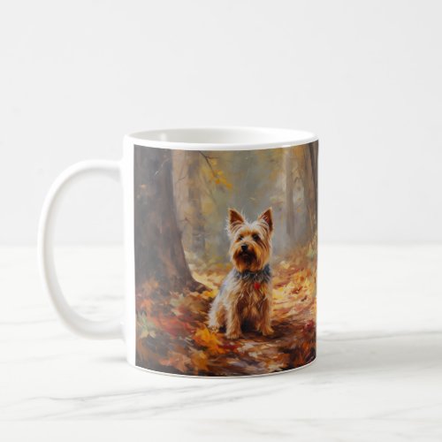 Yorkshire Terrier in Autumn Leaves Fall Inspire  Coffee Mug