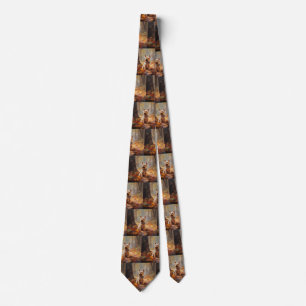 Yorkshire Terrier in Autumn Leaves Fall Inspire  Neck Tie