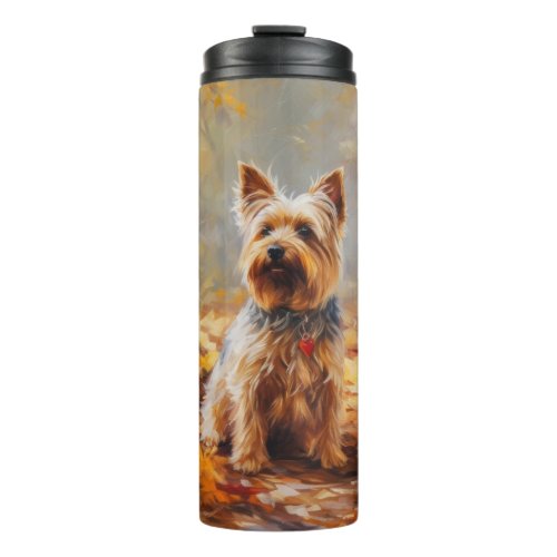 Yorkshire Terrier in Autumn Leaves Fall Inspire  Thermal Tumbler
