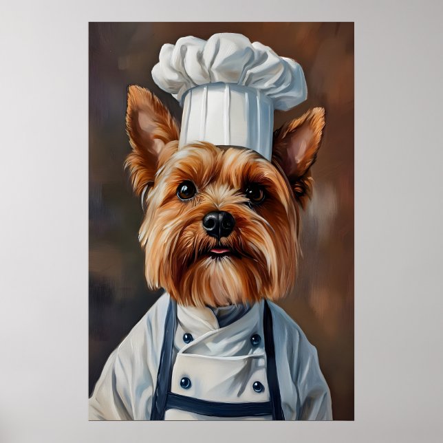 Yorkshire Terrier In Chefs Hat Poster, Pet Poster (Front)