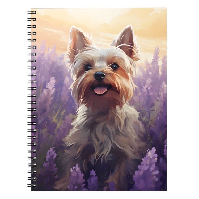 Yorkshire Terrier in Lavender field Notebook (Front)