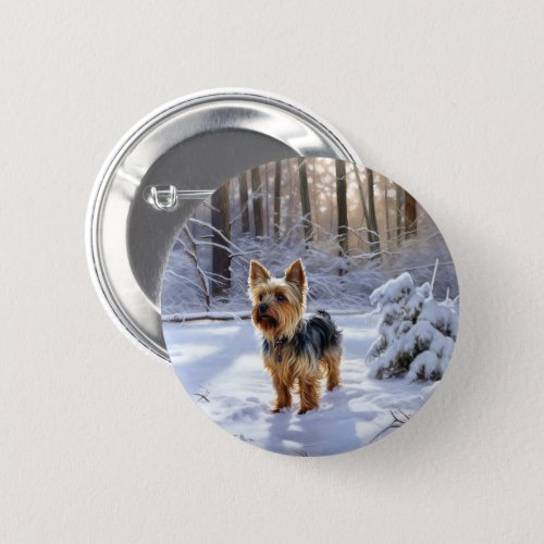 Yorkshire Terrier Let It Snow Christmas Button