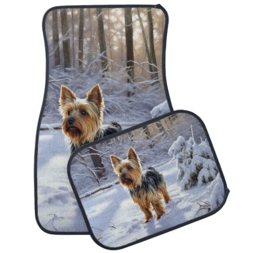 Yorkshire Terrier Let It Snow Christmas Car Floor Mat