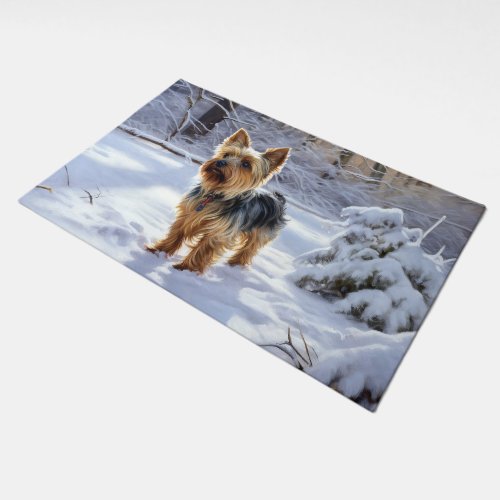 Yorkshire Terrier Let It Snow Christmas Doormat