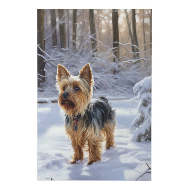 Yorkshire Terrier Let It Snow Christmas Faux Canvas Print (Front)