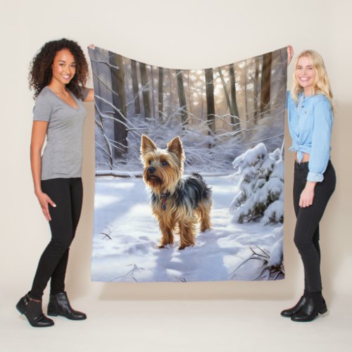 Yorkshire Terrier Let It Snow Christmas Fleece Blanket