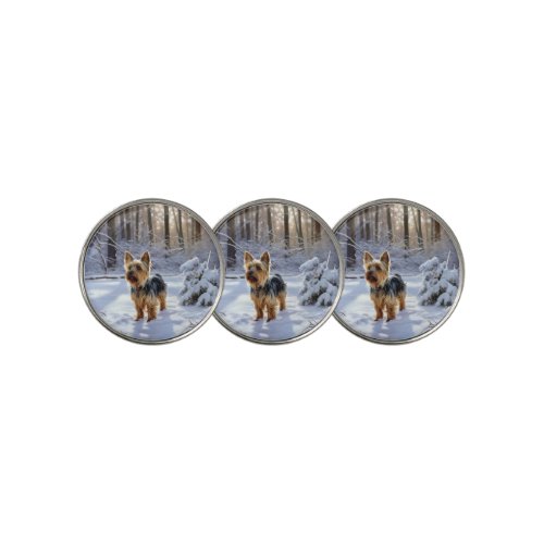 Yorkshire Terrier Let It Snow Christmas Golf Ball Marker