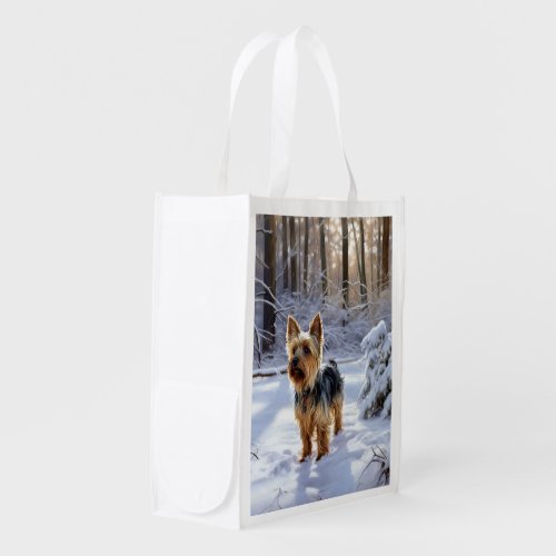 Yorkshire Terrier Let It Snow Christmas Grocery Bag