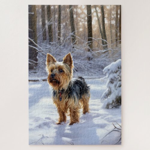 Yorkshire Terrier Let It Snow Christmas Jigsaw Puzzle