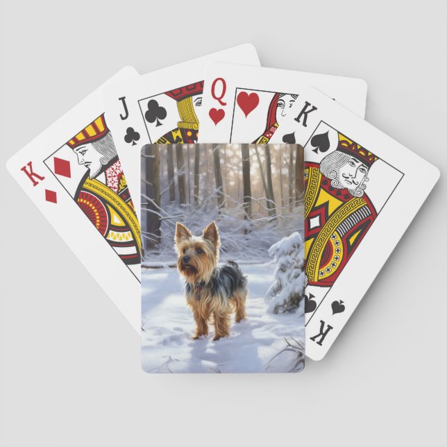 Yorkshire Terrier Let It Snow Christmas Poker Cards (Back)