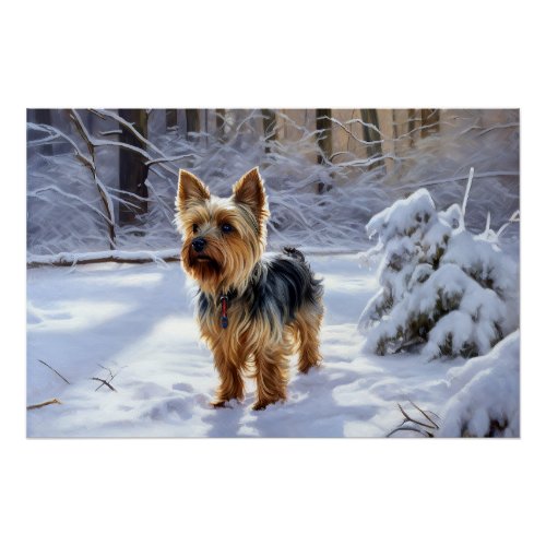 Yorkshire Terrier Let It Snow Christmas Poster