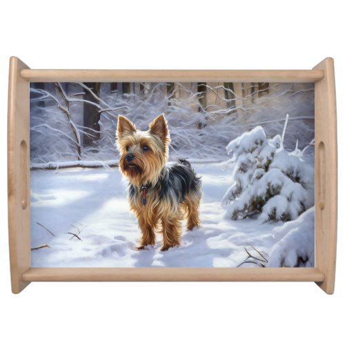 Yorkshire Terrier Let It Snow Christmas Serving Tray