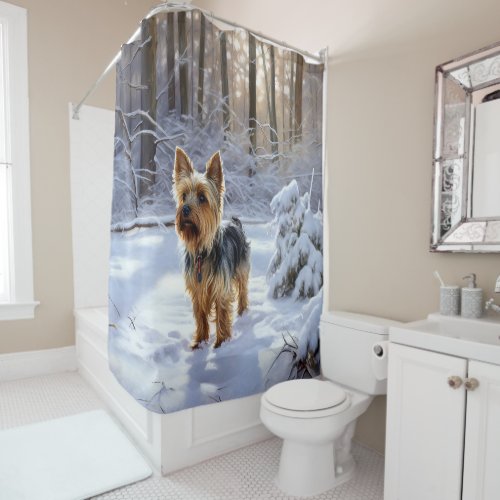 Yorkshire Terrier Let It Snow Christmas Shower Curtain