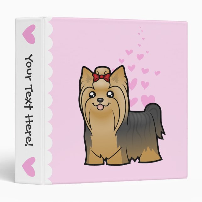 Yorkshire Terrier Love (long hair with bow) Binder (Front/Spine)