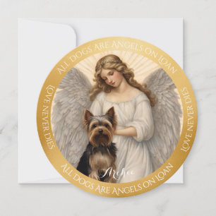 Yorkshire Terrier Love Never Dies Round Gold Thank You Card