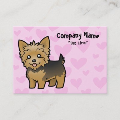 Cartoon Yorkshire Terrier Short Hair No Bow Business Card