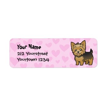 Yorkshire Terrier Love (short Hair No Bow) Label by CartoonizeMyPet at Zazzle