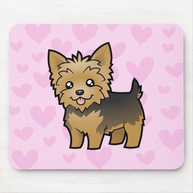 Yorkshire Terrier Love (short hair no bow) Mouse Pad (Front)