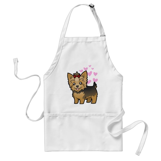 Yorkshire Terrier Love (short hair with bow) Adult Apron (Front)