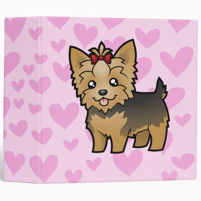 Yorkshire Terrier Love (short hair with bow) Binder (Front/Spine)