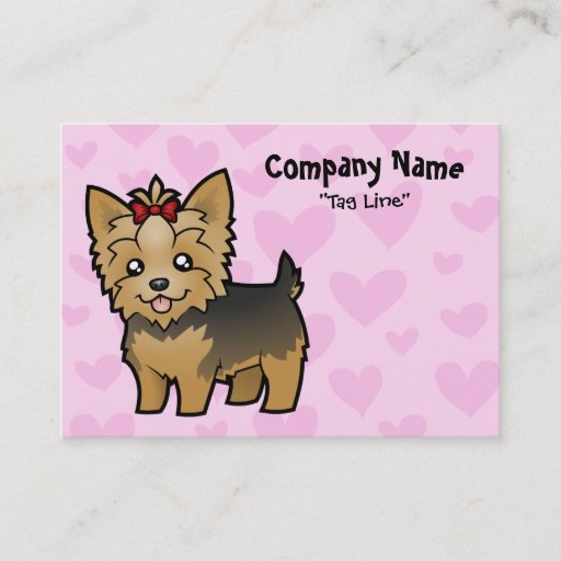 Customizable Yorkshire Terrier Love (short hair with bow) Business Card Templates