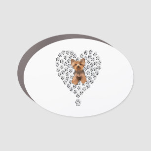 Yorkshire Terrier Lover Dog Paw Print Valentine Car Magnet