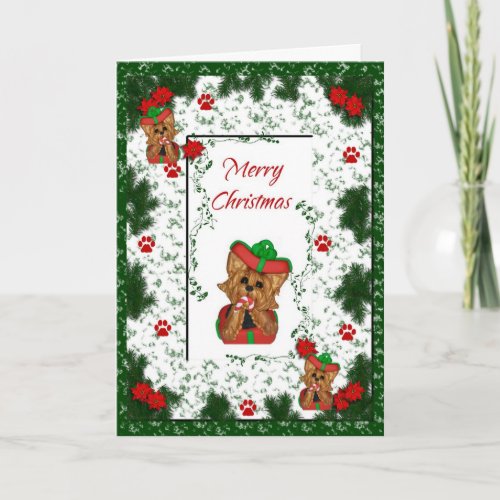 Yorkshire Terrier Merry Christmas Holiday Card