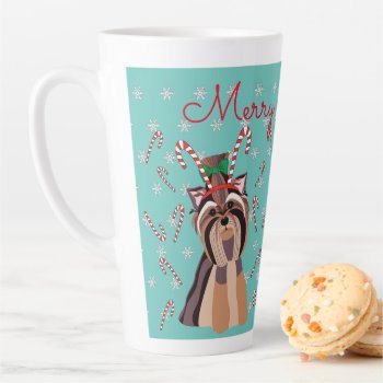 Yorkshire Terrier Merry Christmas Latte Cup by totallypainted at Zazzle