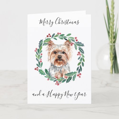 Yorkshire Terrier Merry Christmas Trendy Dog Holid Holiday Card