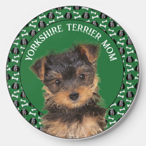 Yorkshire Terrier Mom custom pet photo Wireless Charger