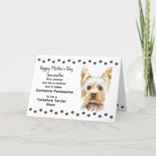 Yorkshire Terrier Mom Monogram Name Mother's Day Holiday Card