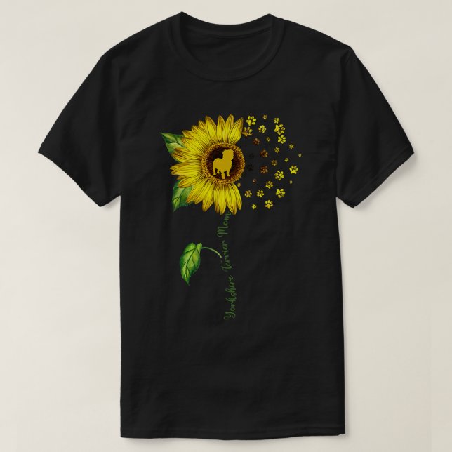 Yorkshire Terrier Mom Sunflower Gifts Dog Mom Mama T-Shirt (Design Front)