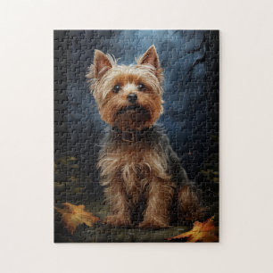 Yorkshire terrier on a moonlit night jigsaw puzzle