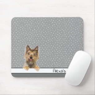 Yorkshire Terrier on Polka Dots  Mouse Pad