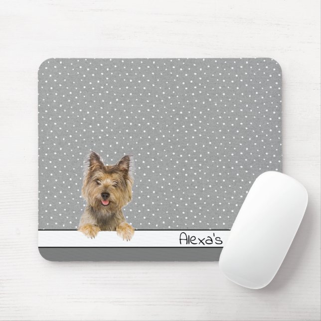 Yorkshire Terrier on Polka Dots  Mouse Pad (With Mouse)