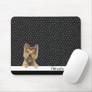 Yorkshire Terrier on Polka Dots   Mouse Pad
