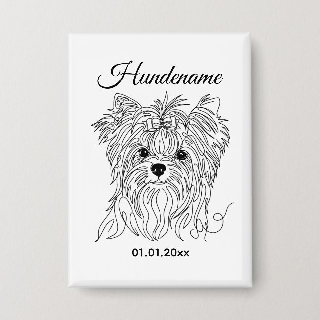 Yorkshire Terrier one line art customizable dog Button (Front)