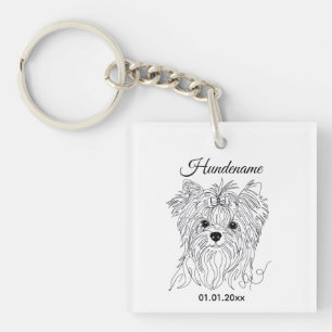 Yorkshire Terrier one line art customizable dog Keychain