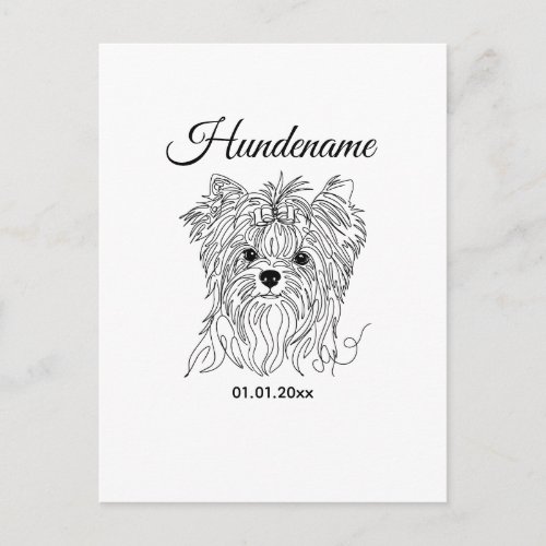 Yorkshire Terrier one line art customizable dog Postcard
