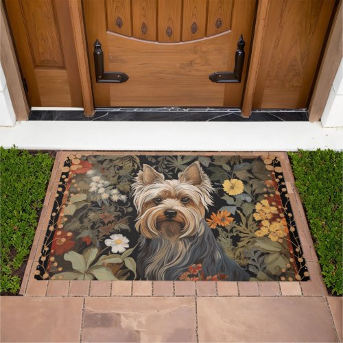 Yorkshire Terrier or Silky Terrier Floral Welcome Doormat