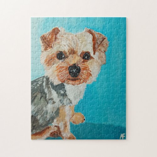 Yorkshire Terrier Painting by Alfred Fox Jigsaw Puzzle