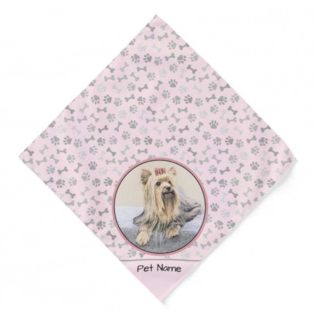 Yorkshire Terrier Painting Cute Original Dog Art Bandana (Front)