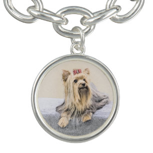 Yorkshire Terrier Painting - Cute Original Dog Art Bracelet