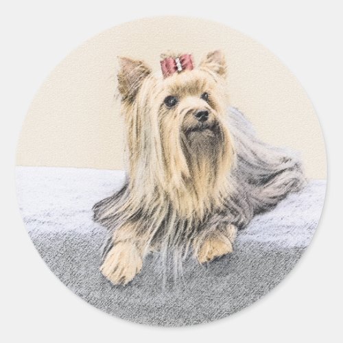 Yorkshire Terrier Painting _ Cute Original Dog Art Classic Round Sticker